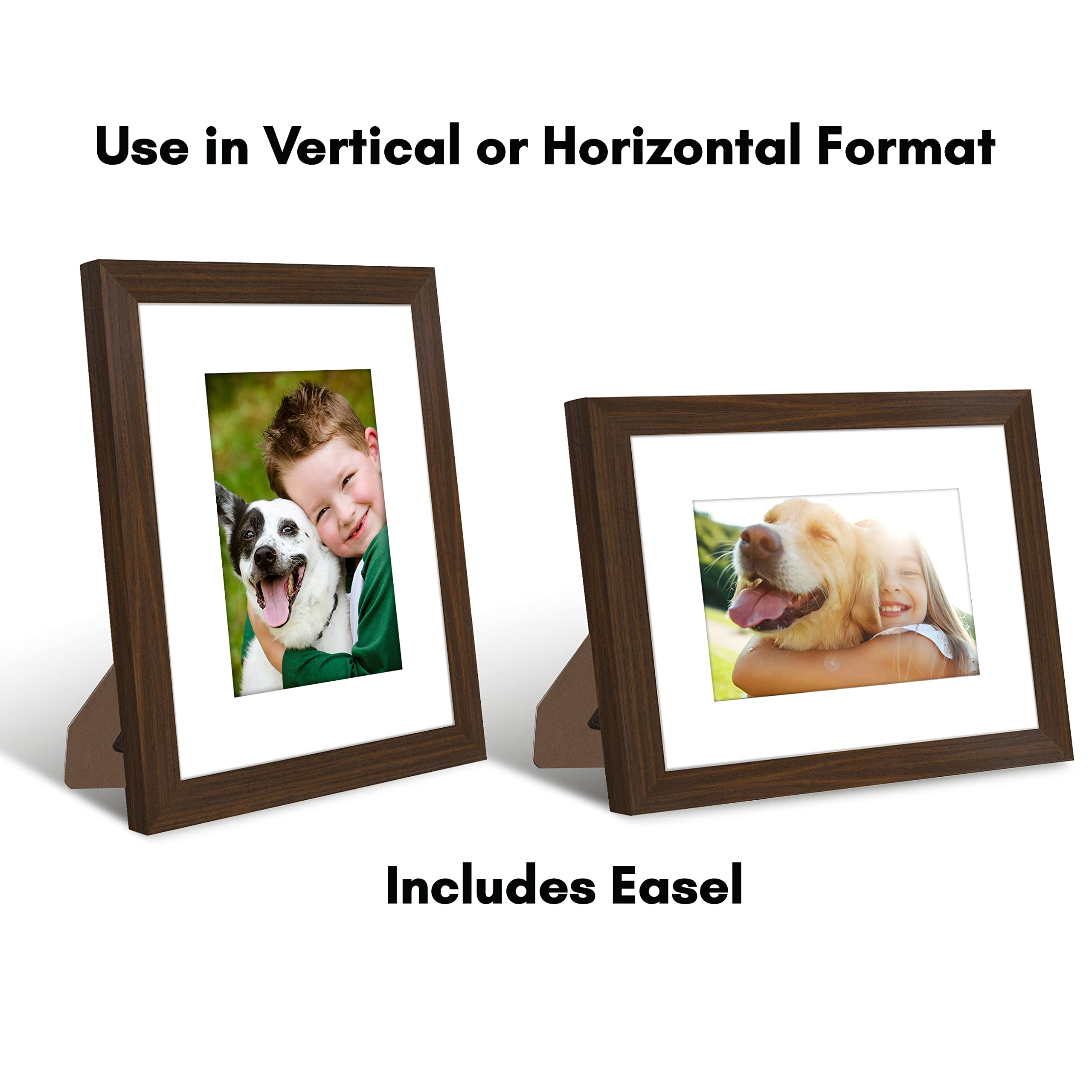 Americanflat 8x10 Picture Frame with Shatter-Resistant Glass - Use as 5x7 Frame with Mat or Display 8x10 Photo Without Mat - Sig